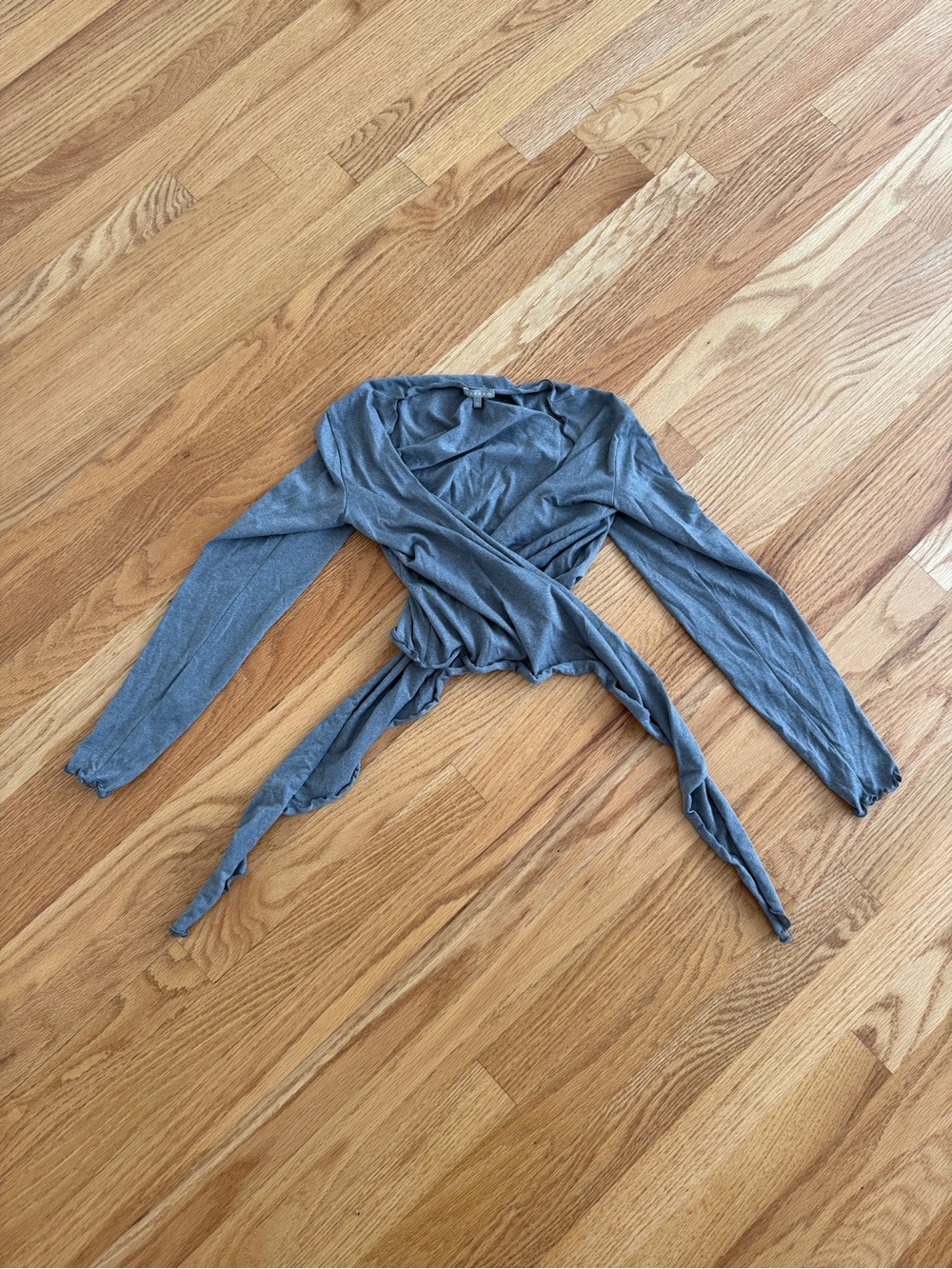 Yaffa gray wrap top sexy frills ruffles